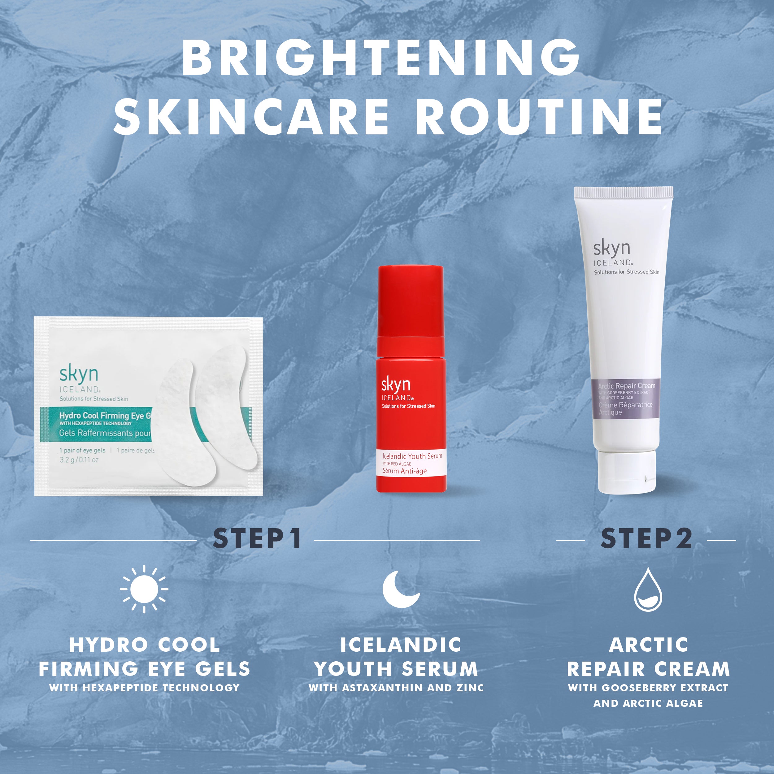 Icelandic Youth Serum in a small red opaque bottle with white text and a red cap.