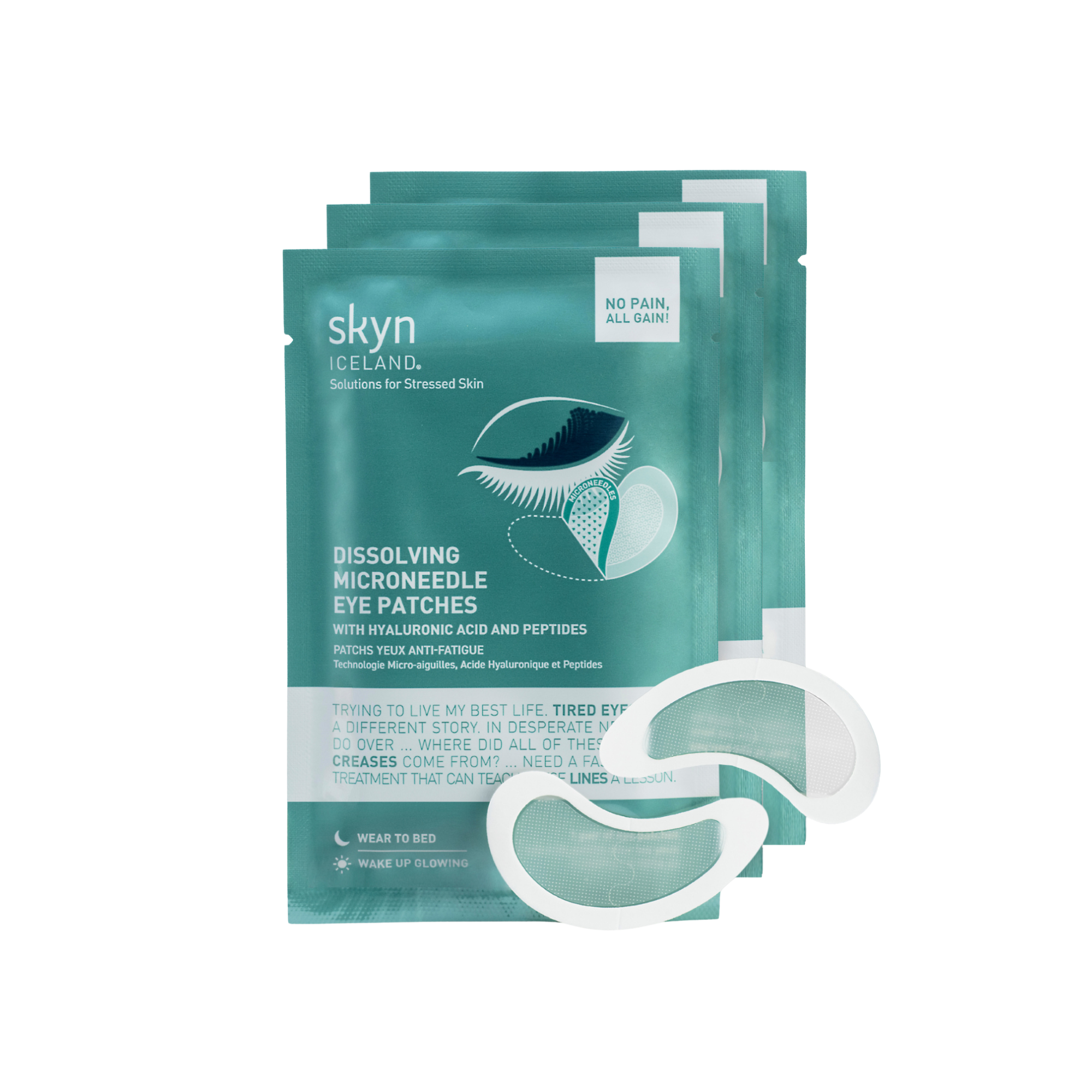 Dissolving microneedle eye patches