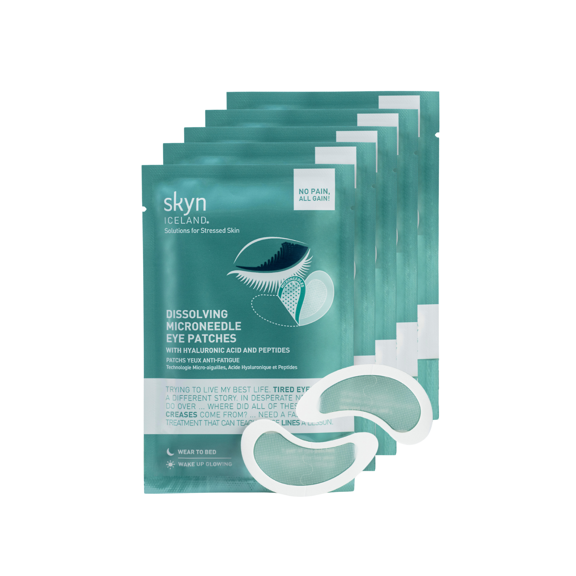 Dissolving microneedle eye patches
