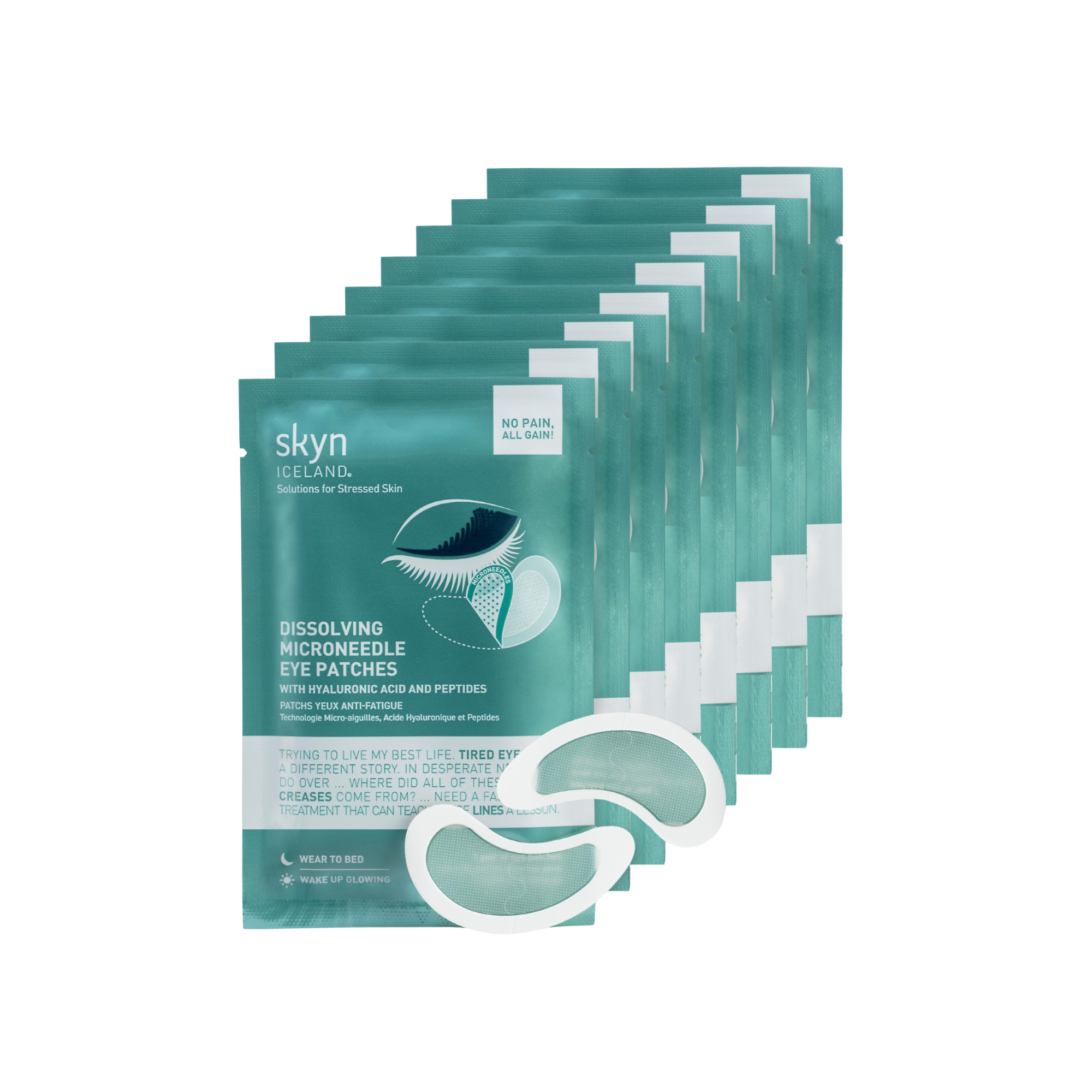 Dissolving microneedle eye patches