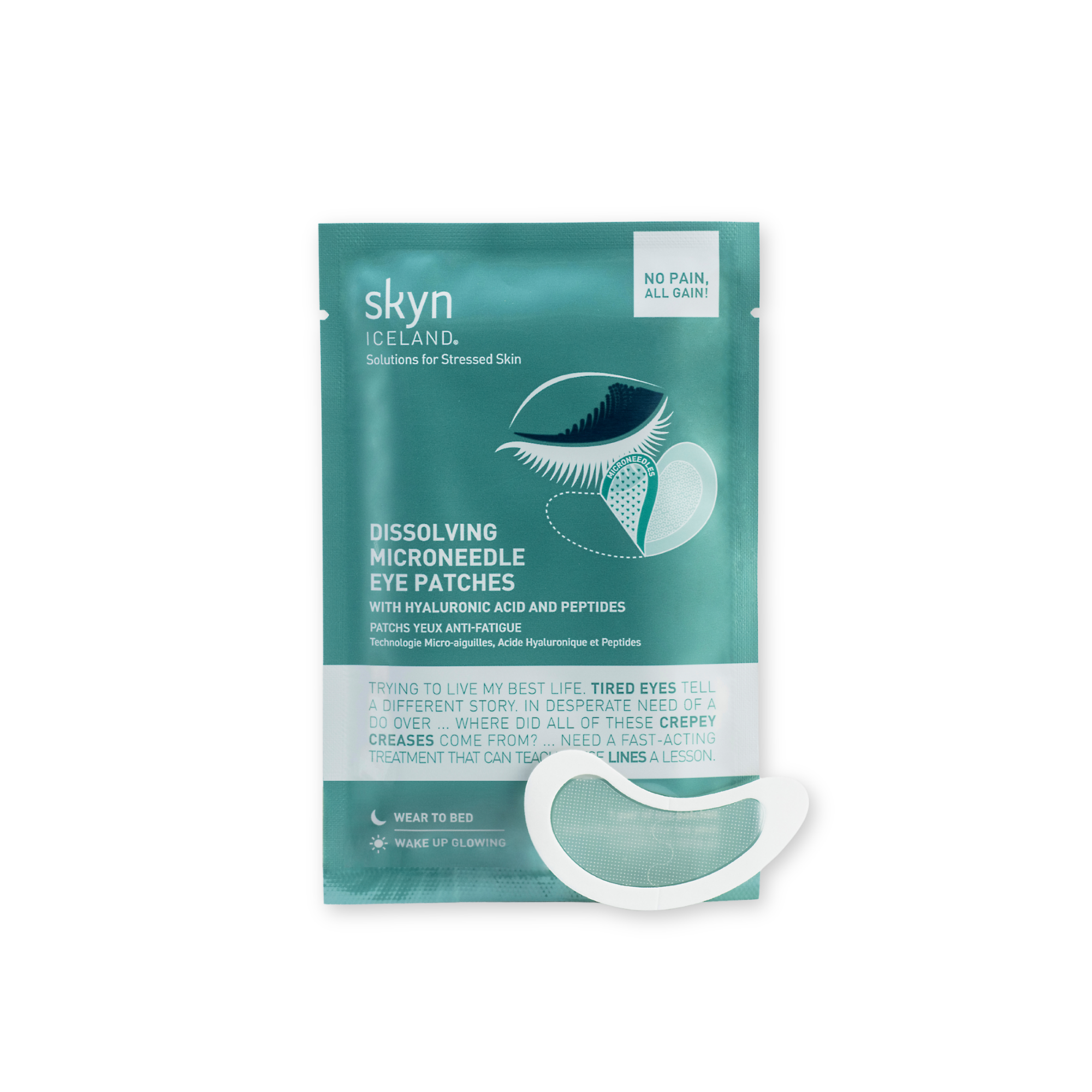 Dissolving microneedle eye patches
